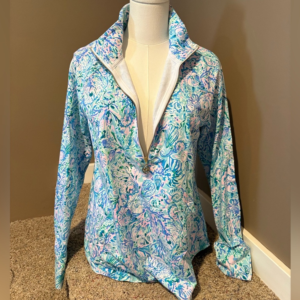 Lilly Pulitzer Skipper Popover Surf Blue Soleil It On Me Size M - Picture 16 of 16